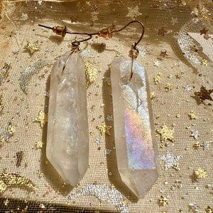 Handmade Raw Crystal Quartz Earrings